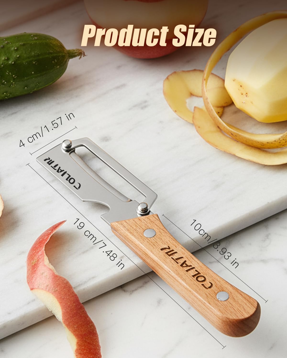 Zero Snag Wooden Kitchen Tools 2-in-1 Multifunctional Vegetable Peeler for Opene Multi-Functional Premium Stainless Steel with Woodens Handle and 2026 New Tool with Bottle Opener (3pcs) — view 8