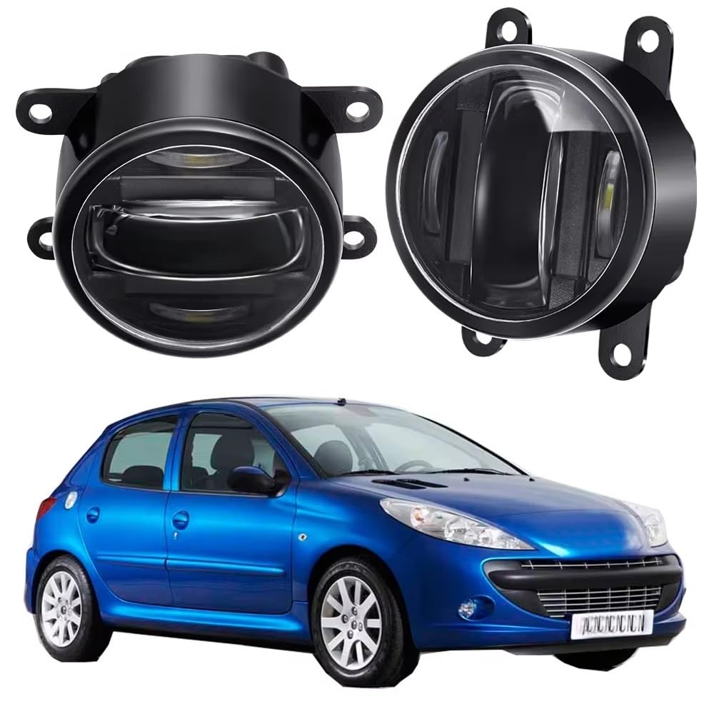 Luz Antiniebla LED 2 En 1 Lámpara De Circulación Diurna Delantera Aluminio DRL Para Coche Para Peugeot 206 Para T3E 2009-2012 Faros antiniebla parachoques delantero(Harness Wire)