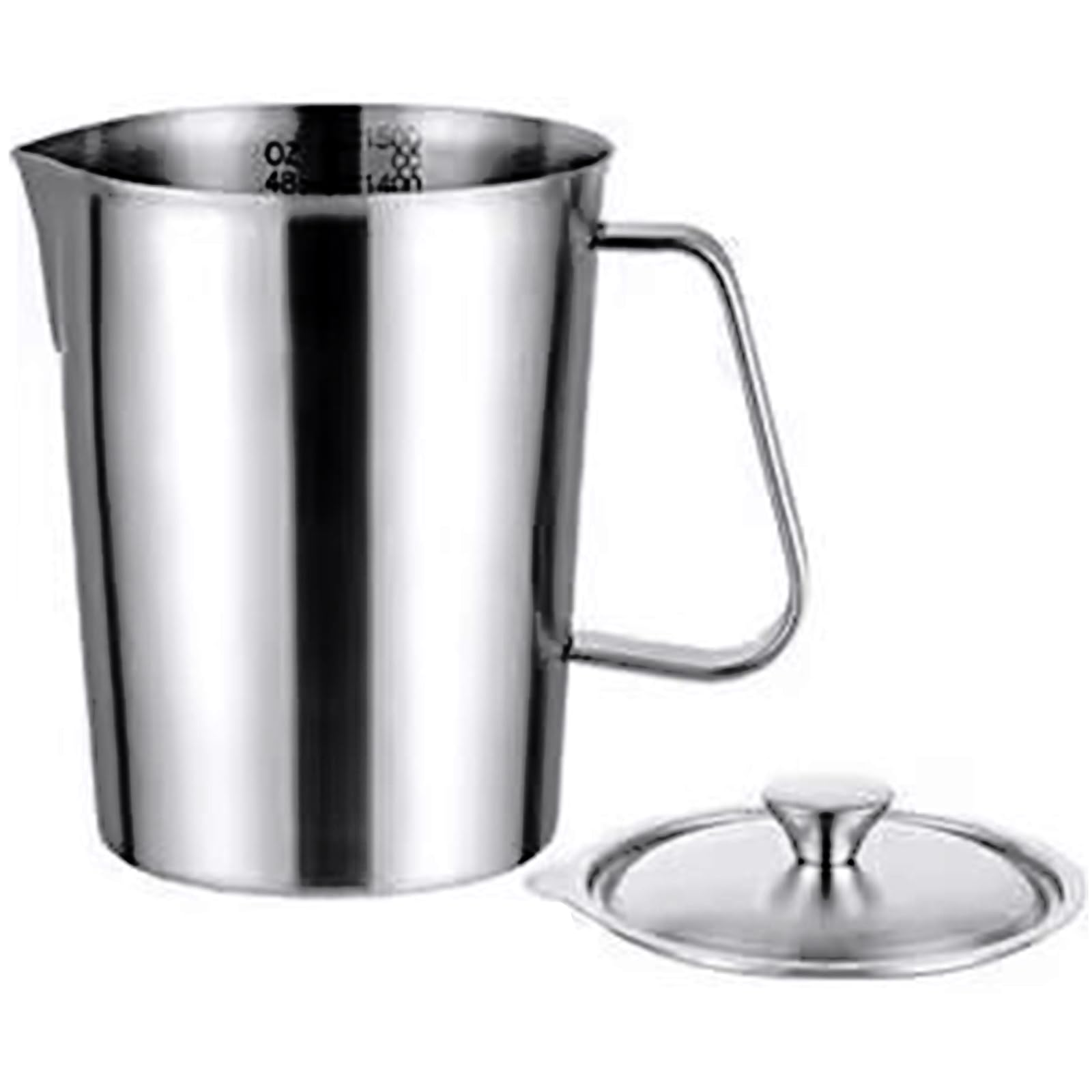 Tazas profesionales de café y leche, 4 tamaños, 500 ml, 1000 ml, 1500 ml, 2000 ml, diseño de tapa de bloqueo, taza medidora de acero inoxidable resistente, apta para lavavajillas, taza medidora