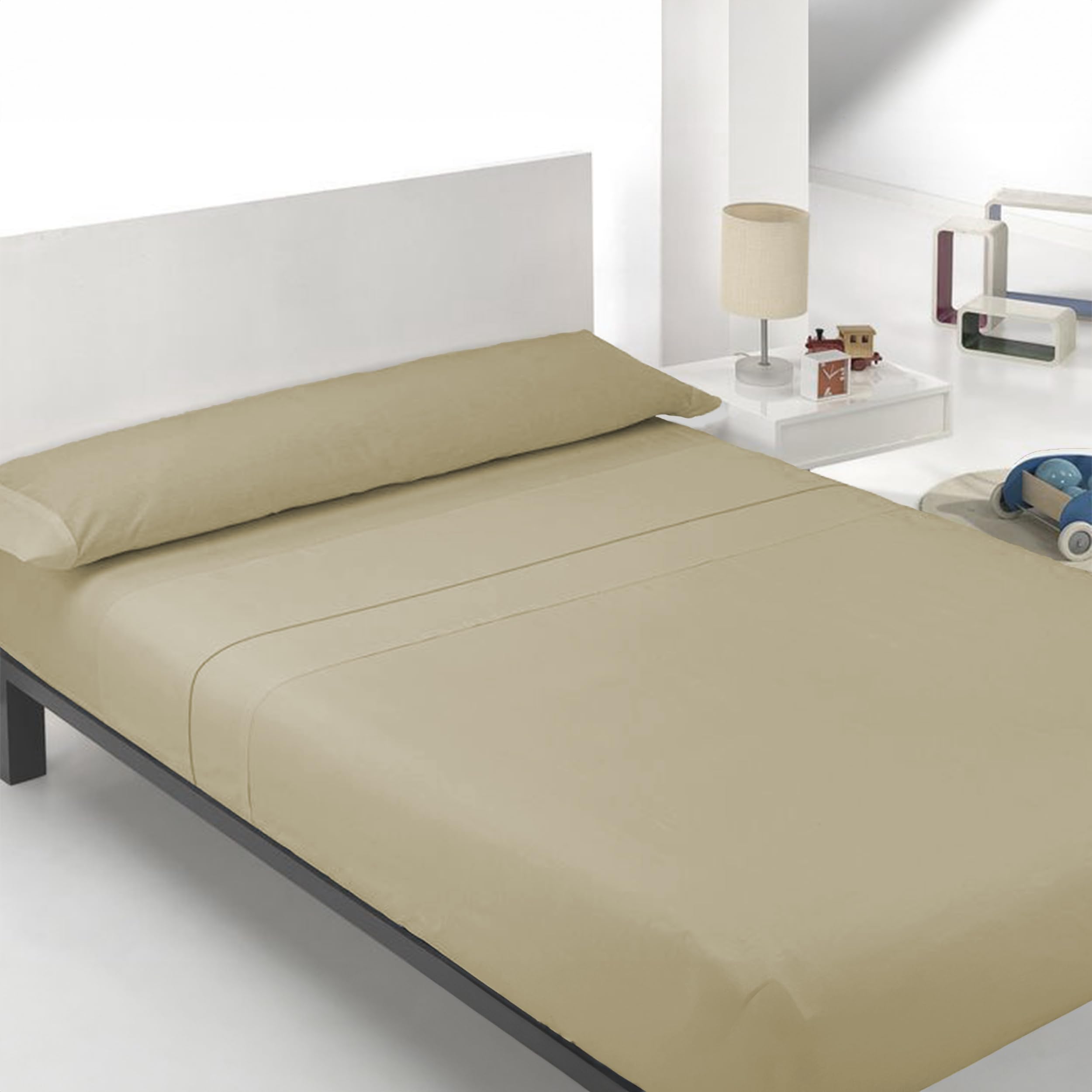 H HANSEL HOME Juego de Sábanas Cama 150cm 3 Piezas 100% Microfibra Transpirable Duradero Ultra Suave - Incluye 1 Encimera, 1 Bajera Ajustable y 1 Funda de Almohada - Beige