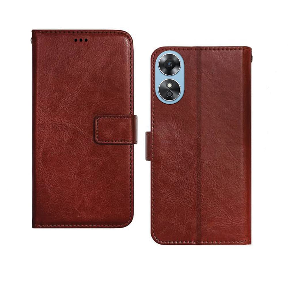 Inktree Oppo A17 Flip Case | with Card Pockets | Wallet Stand |Complete Protection Flip Cover for Oppo A17 - Brown (B0BJ9GPBK2) Amazon Price History, Amazon Price Tracker