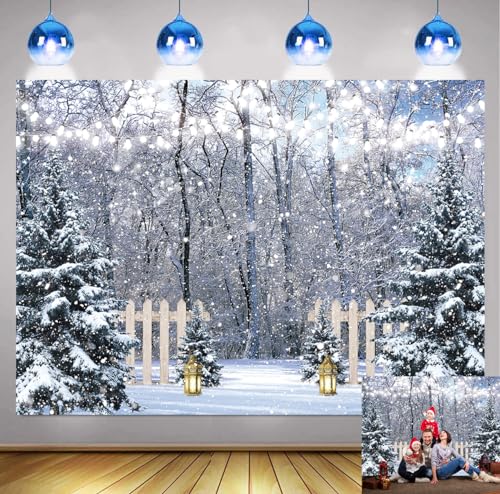 Sfondo Scena Invernale Neve Meraviglia Pini Foresta Fotografia Sfondo Natale Nuovo Anno Festa Vacanza Decorazione Ritratto Studio Stand Foto Fotobox Puntelli (300x240cm：10X8FT)