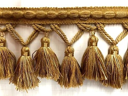 3.5" Tassel Fringe Trim by The Yard TF-56/12 Antique Gold