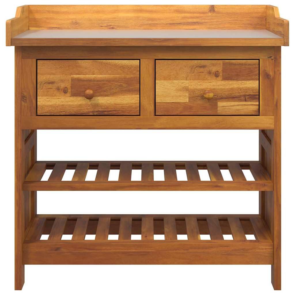 Szafka ogrodowa z litego drewna akacjowego, 78 x 36,5 x 78 cm, z szufladami i półkami, na taras i balkon, praktyczna przestrzeń do przechowywania i trwałe przechowywanie
