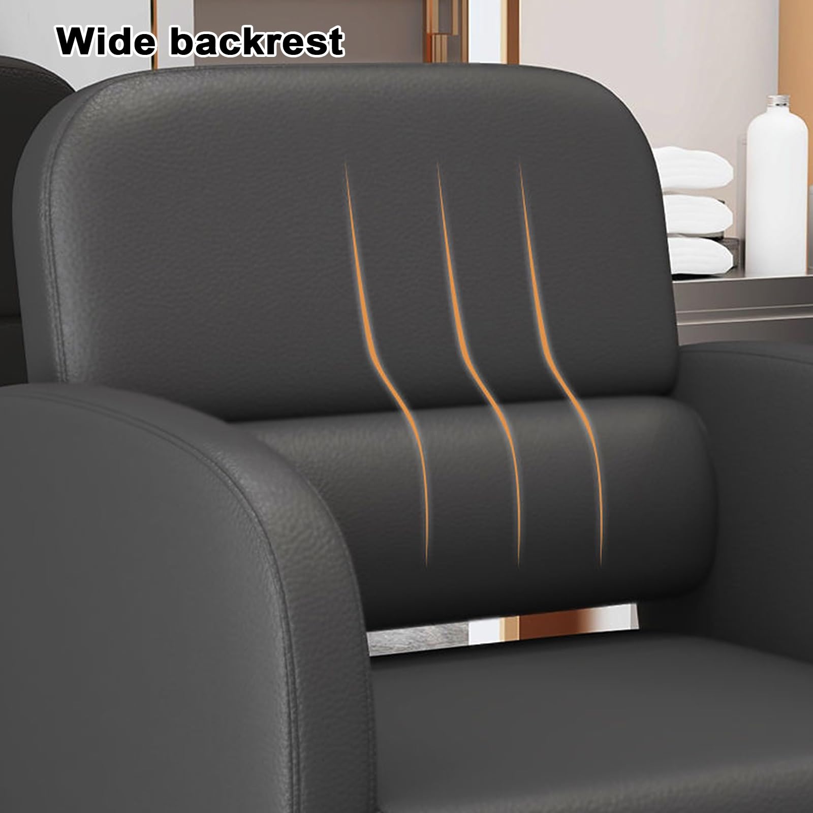 Sillas de barbero, Silla de barbero ergonómica para el hogar y la barbería, Altura Ajustable, Silla giratoria de Cuero para estilistas, Base y reposapiés de Acero Inoxidable (Beige)