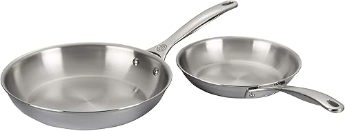 Miniatura 2 de Le Creuset Juego de 2 sartenes de acero inoxidable de tres capas, (sartén de 8 pulgadas y sartén de 10 pulgadas)