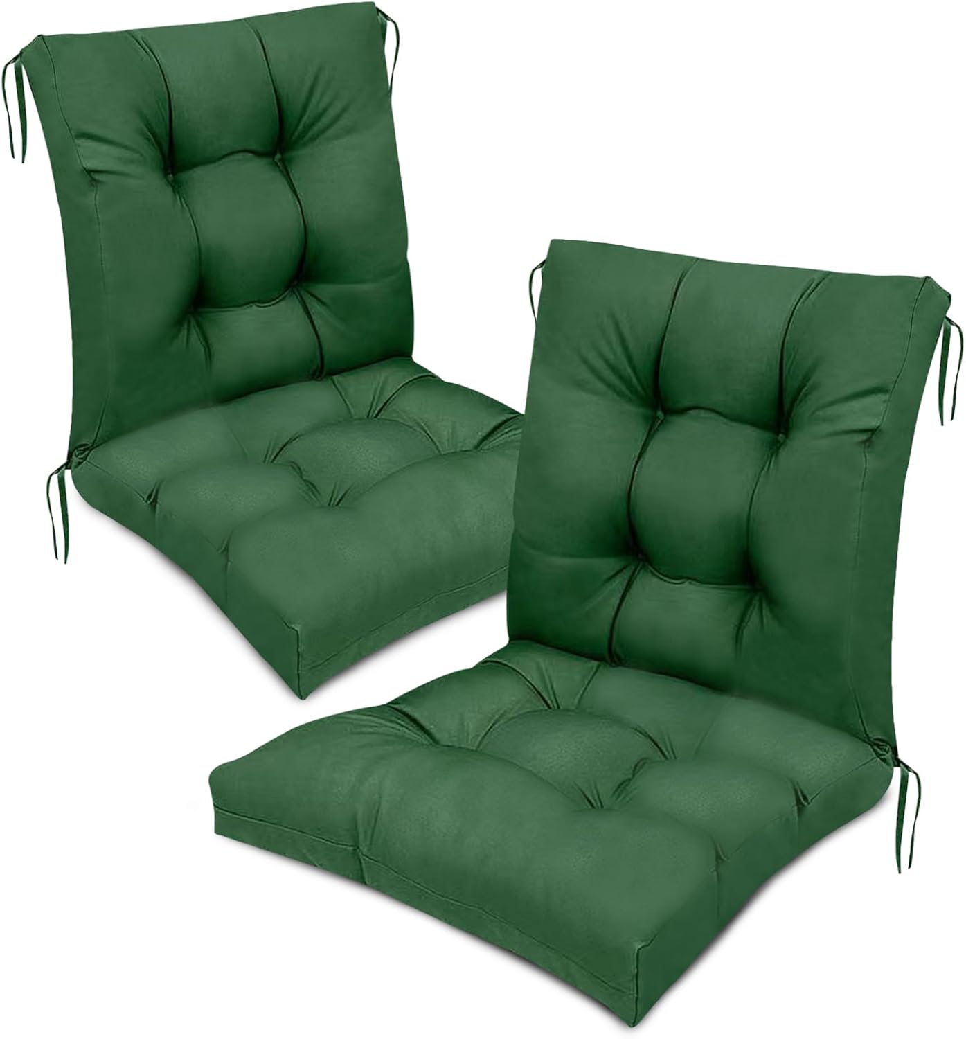 Outdoor Wicker Chair Cushions Set of 2 Waterproof Gark Green High Back Rocking Chair Pads with Ties Thickened Patio Seat Cushions for Outdoor Furniture, 41.7"*20.8"*3.9" Dark Green 41.7"*20.8"