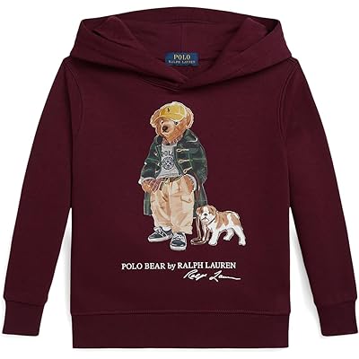 Мужская толстовка Polo Ralph Lauren Kids Polo Bear Fleece Hoodie (Toddler/Little Kid) classic wine
