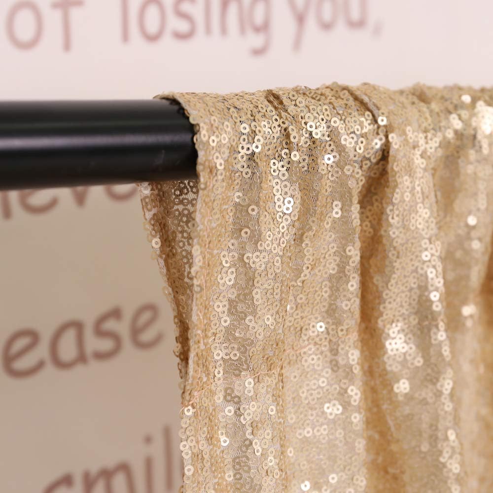 Trlyc 2FT by 8FT Christmas Matt Gold Sequin Curtain Backdrop for Father'Day Wedding Party