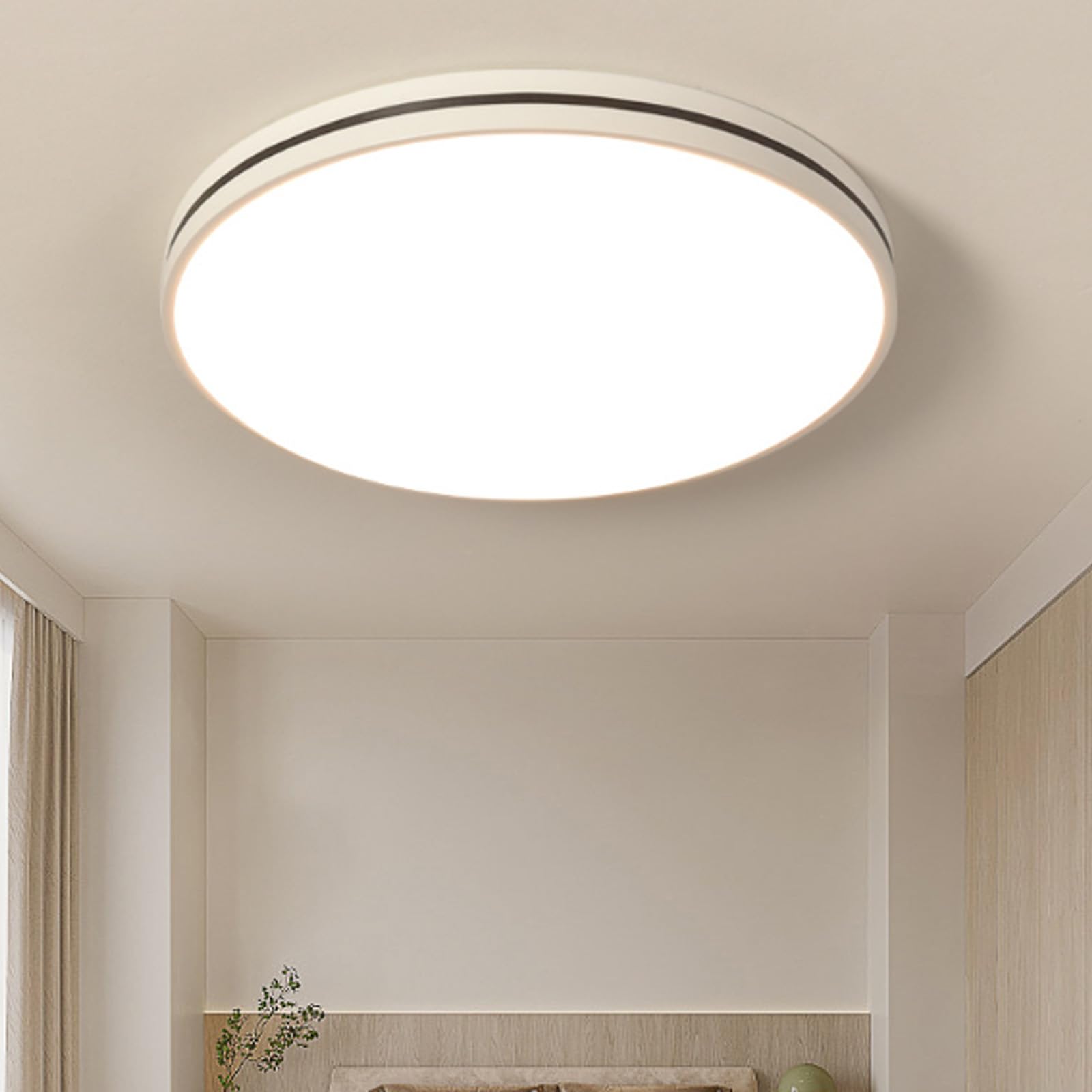 Okrągła lampa sufitowa LED z pilotem zdalnego sterowania, ściemniana 2700K-6500K, akrylowe/żelazne oświetlenie sufitowe, nowoczesny geometryczny design do łazienki i salonu
