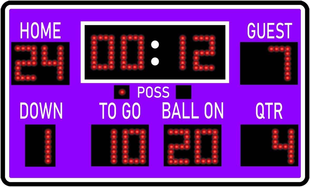 VWAQ Football Scoreboard Wall Sticker - Peel and Stick Sports Decor Vinyl Decal - PAS30 (30" H X 50" W, Green)