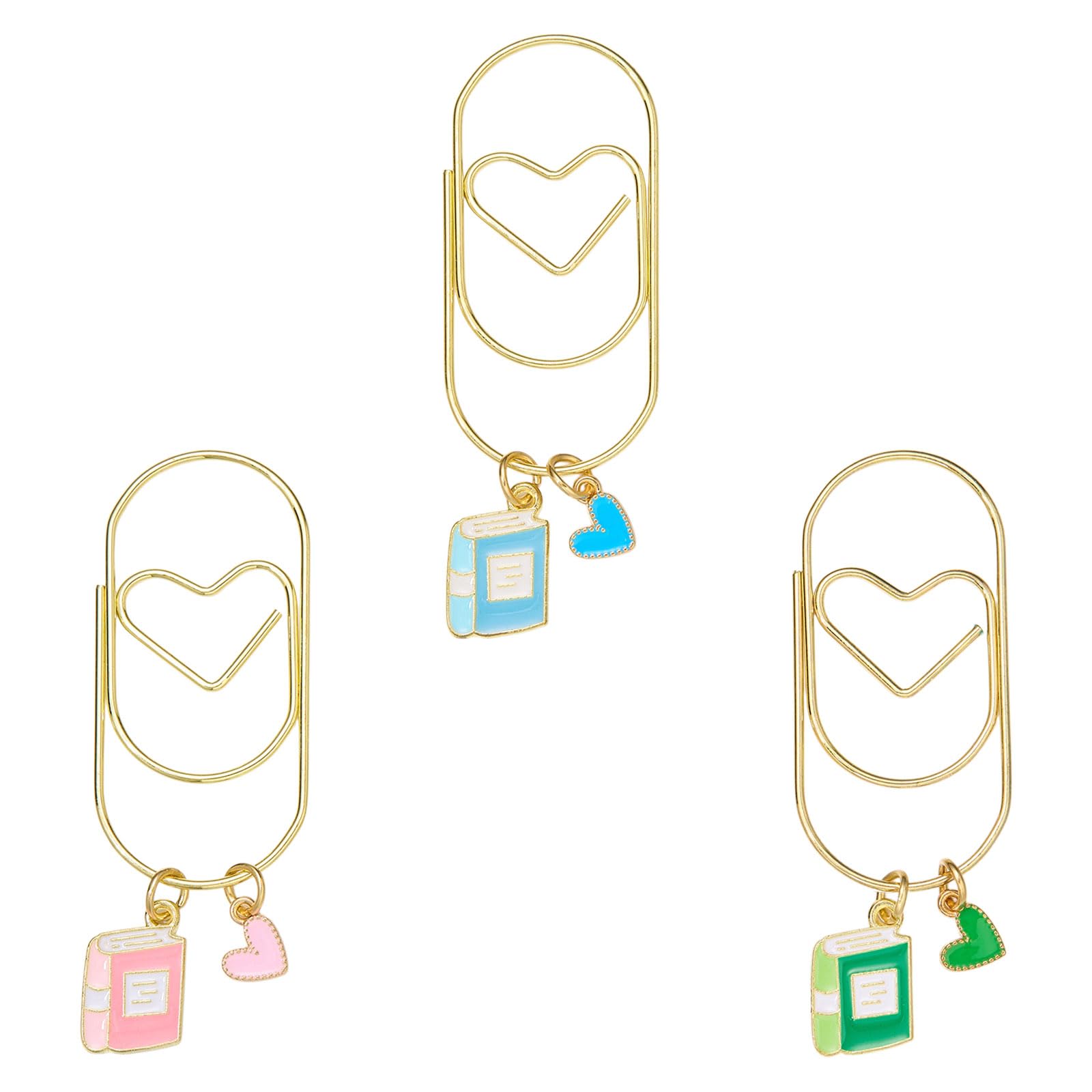 BEEFLYING 3Pc Cute Paper Clips Planner Bookmark Decorative Charms Book