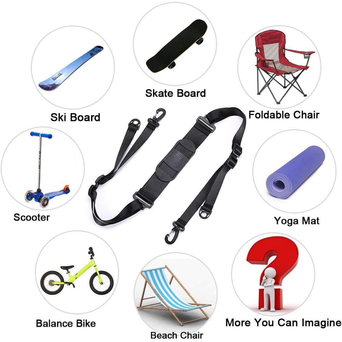 Correa de Hombro para Patinete, Correa Patinete Electrico Ajustable, Correa de Transporte Mano para Niños Bicicleta Plegable, Patinete Eléctrico Accesorios