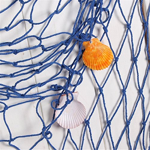 Image of Rosoz Nautical Decorative Sea Theme Party /Wall Decoration Background Fishing Net Decor, Blue (79inch x 59inch)