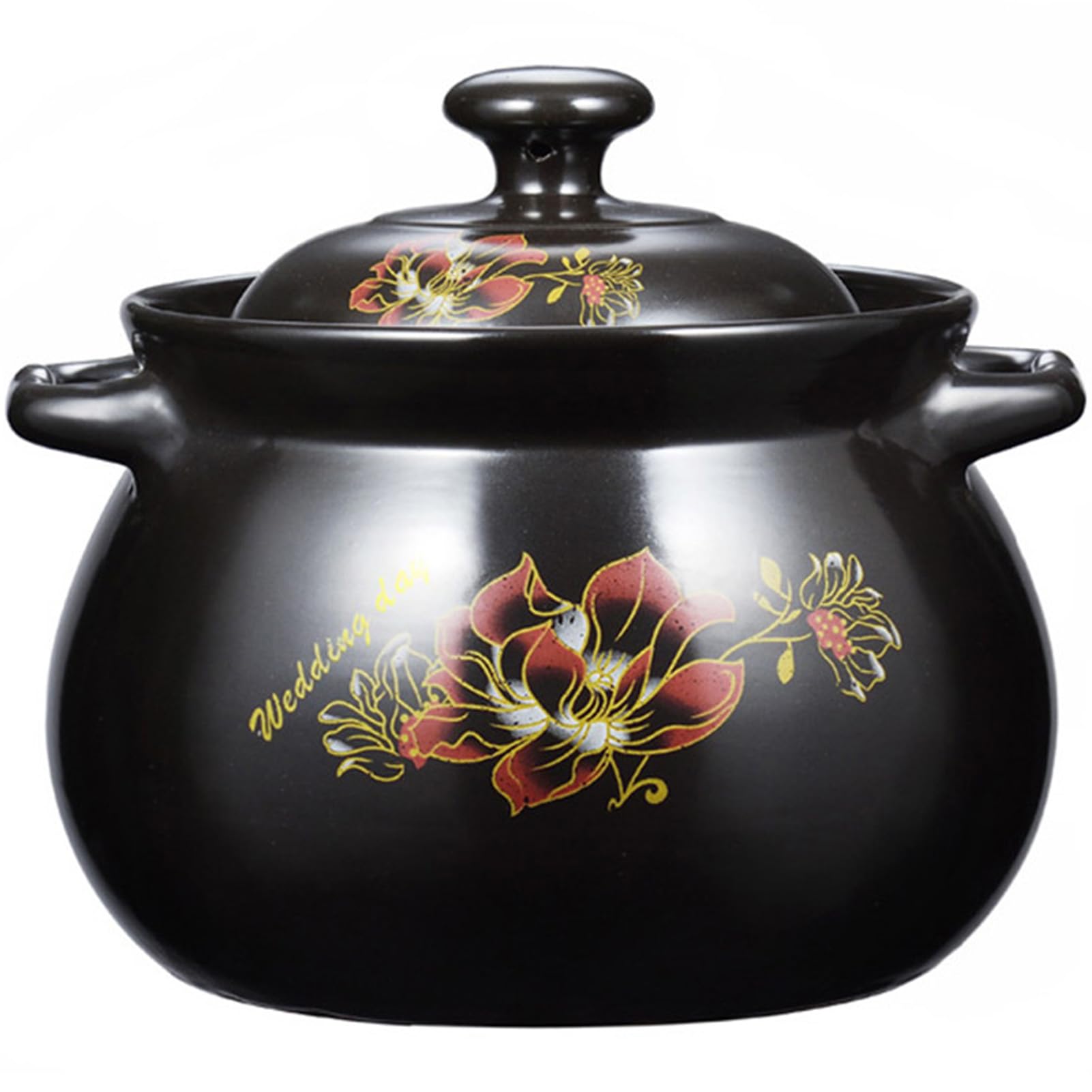 VHJdtE Ceramic stew pots, Small Copper Saucepans Stockpot Clay, Large Bowl with Handle and Lid(6L/5.5Quarts)