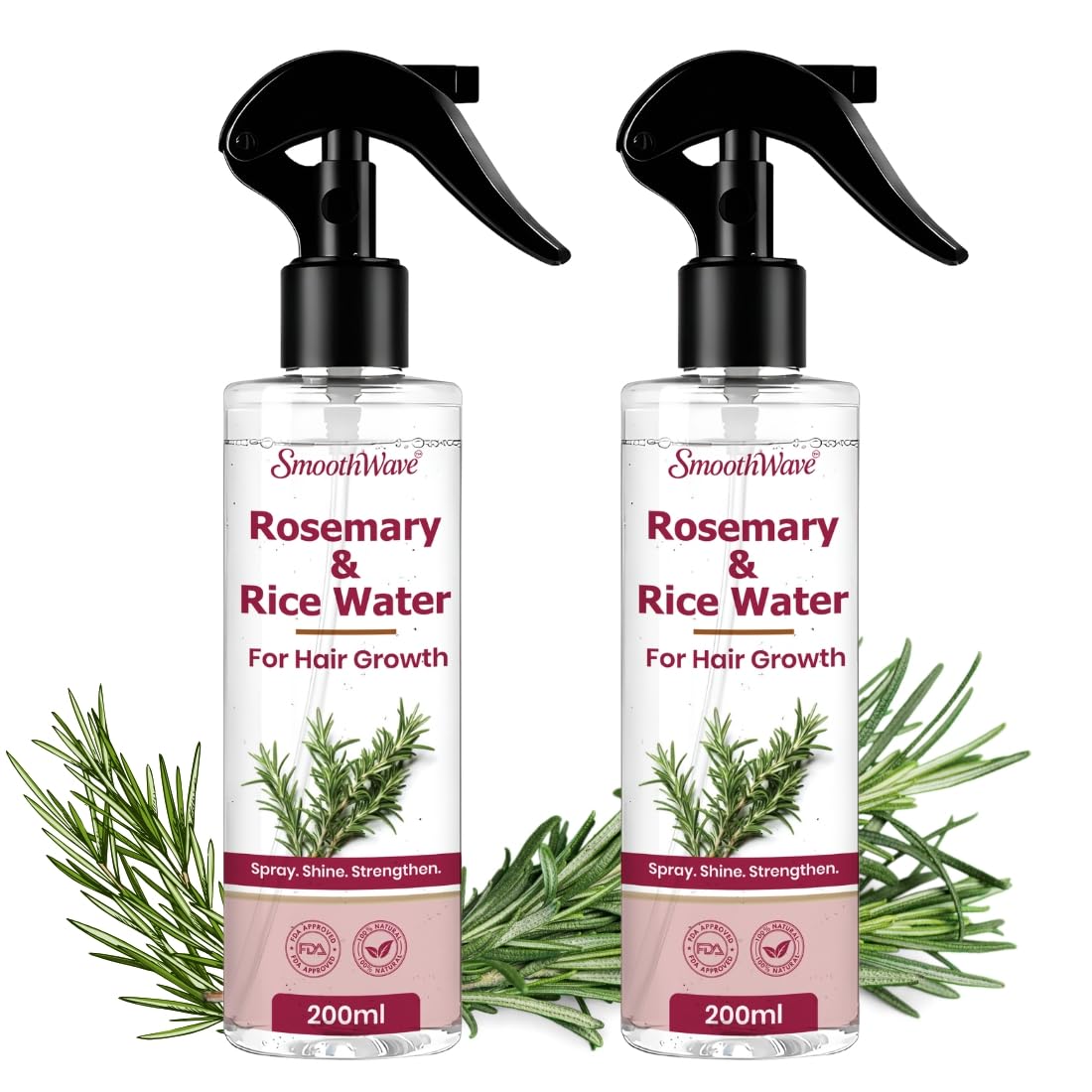 SmoothWave Hair Growth Spray with Rosemary & Rice Water (Pack of 2, 200ml Each) | Nourishes Scalp, Strengthens Roots, Promotes Thicker & Healthier Hair (400 ml, Pack Of 2)-image-42