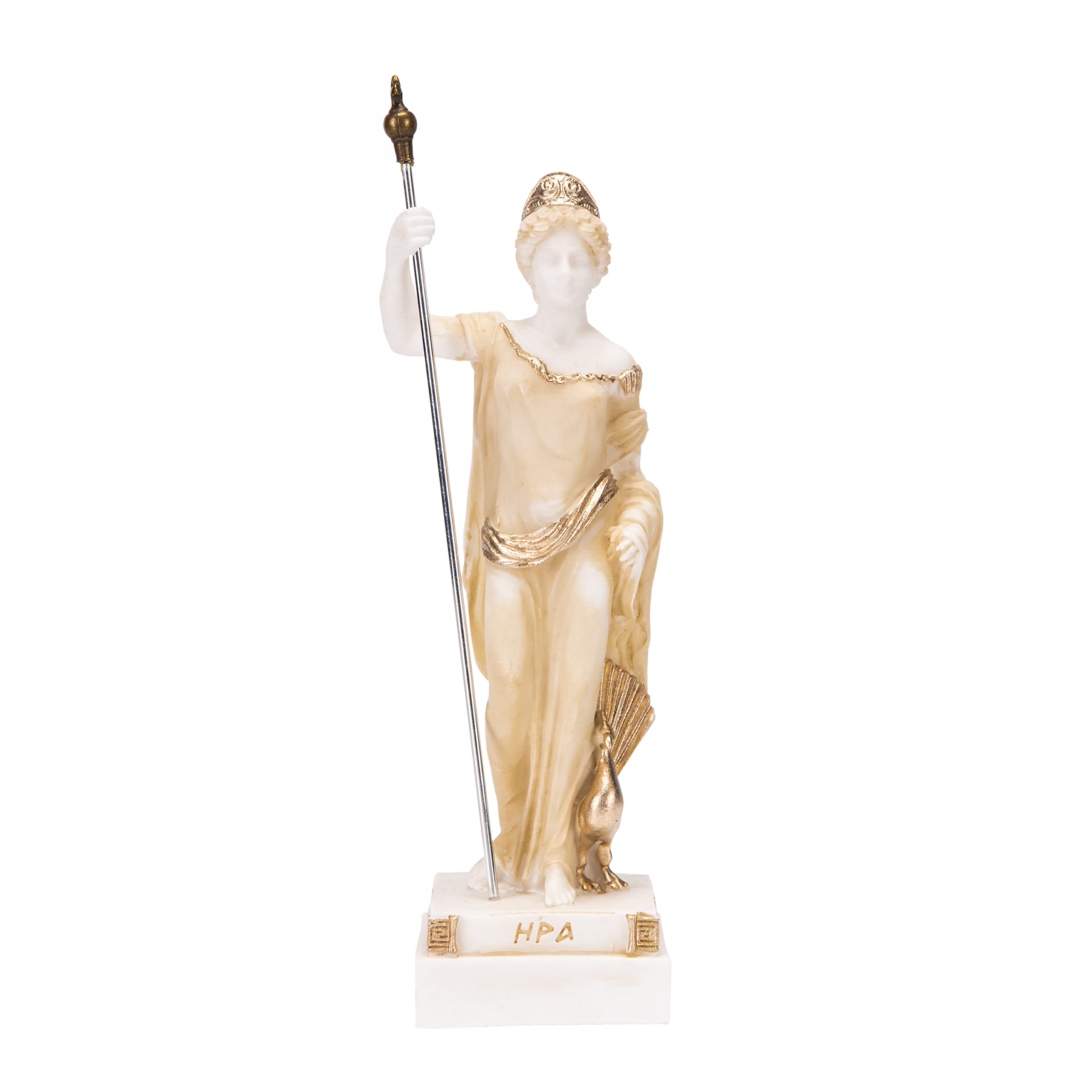 BeautifulGreekStatues Hera Goddess of marriage, women, childbirth, and family Alabaster Gold Tone 7.08 Inches