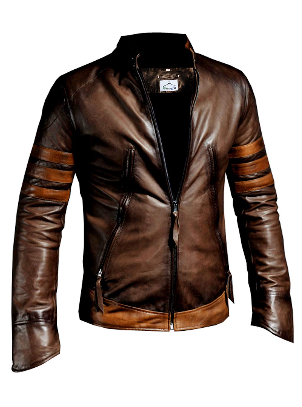 VearFit X-Men wolverine Superhero Real Brown Leather Jacket Men at