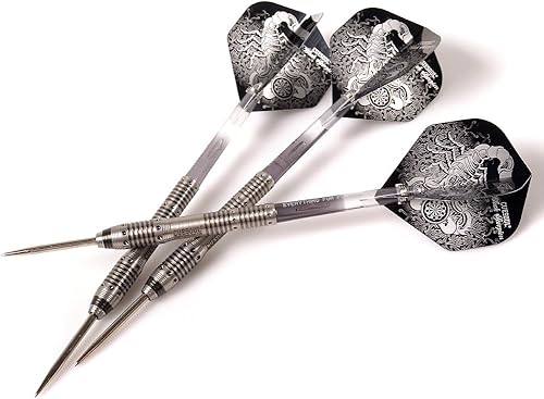 Miniatura 5 de CUESOUL Black Scorpion - Juego de dardos de punta de acero de tungsteno de 22240.92oz, barril con acabado recubierto de titanio