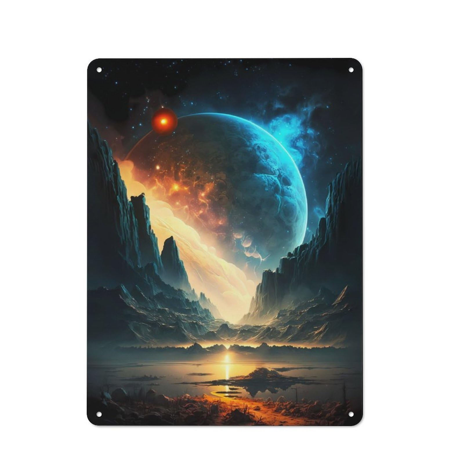 Junmoney Valley Of Cosmos Landscape Retro Metal Wall Sign 40X30cm For Guest Room Or Hallway, New-Space Wall Decor For Home Decor Collectors