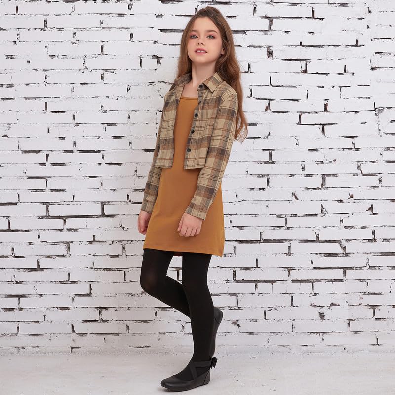 Mirawise Girls Fall Outfits Red Long Sleeve Plaid Dress Shirts Dress 2 Piece Outfits Christmas Clothes3