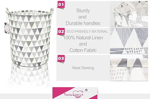 Miniatura 3 de Tibaolover - Cesto para la ropa sucia, tamaño grande, de 19.7 pulgadas, impermeable, plegable, con asas, para almacenamiento, para habitación de los