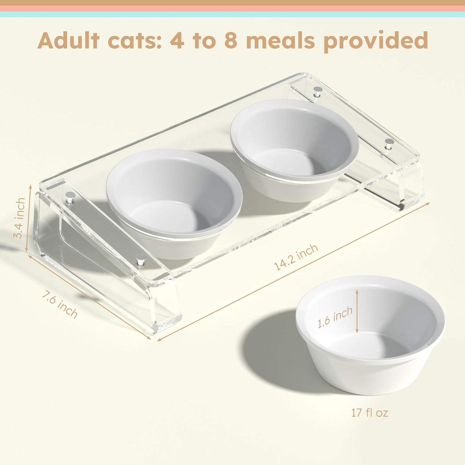 AITEE Elevated Cat Food Bowl, Ceramic Raised and Tilted Water Bowl, Non-Slip Ceramic Dog Bowls for Puppy and Kitten Cats 45.8 OZ