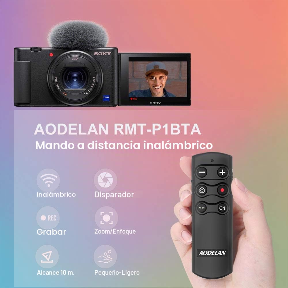 AODELAN Disparador de cámara con Control Remoto inalámbrico para Sony ZV-E10, ZV-1, A7SM3, A7C, A7RIV, Alpha 9,7R IV,7R III, 7 III, 6600, 6400, 6100, 9 II, RX0 II, RX100 M7