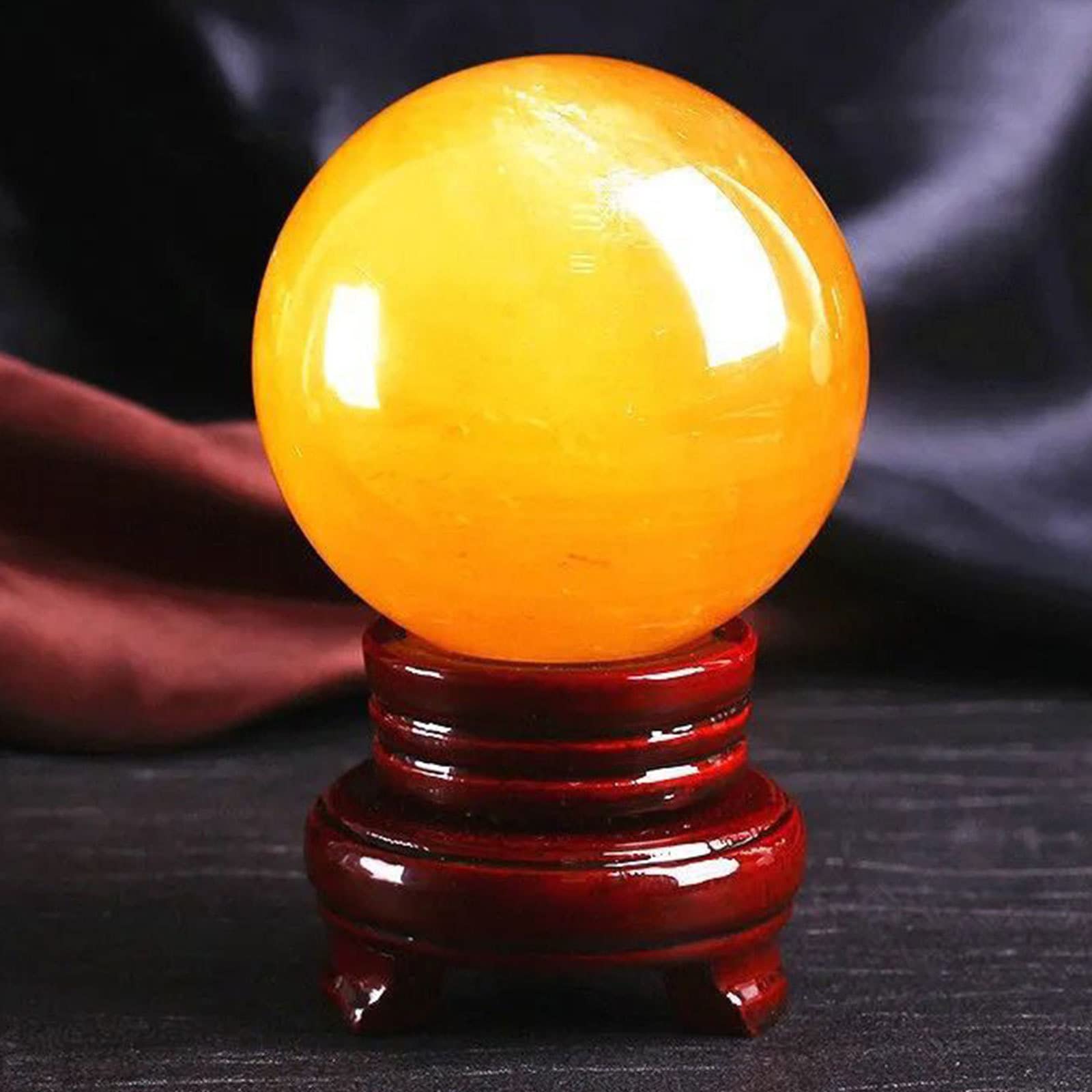 Natural Yellow Calcite Citrine Sfera di cristallo Sfera Sfera di quarzo Sfera di pietre preziose Scultura Figurine con supporto for ricchezza e successo,4.7 Collezioni di casa (Size : 4.7)