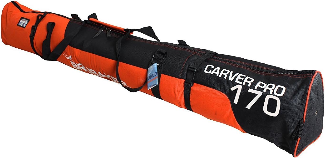 BRUBAKER Padded Ski Bag Skibag Carver Pro 2.0 with Strong 2-Way Zip and Compression Straps Available in 11 Colors and in 66 7/8" or 74 3/4"