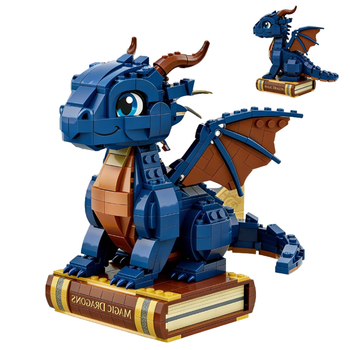 JOMIOD Dragon Building Block Model, Collectible Model for Building, Adorable Chibi Dragon with Book, Construction Kit Birthday Gift for Teenagers and Adults - 800+ PCS (Style B)