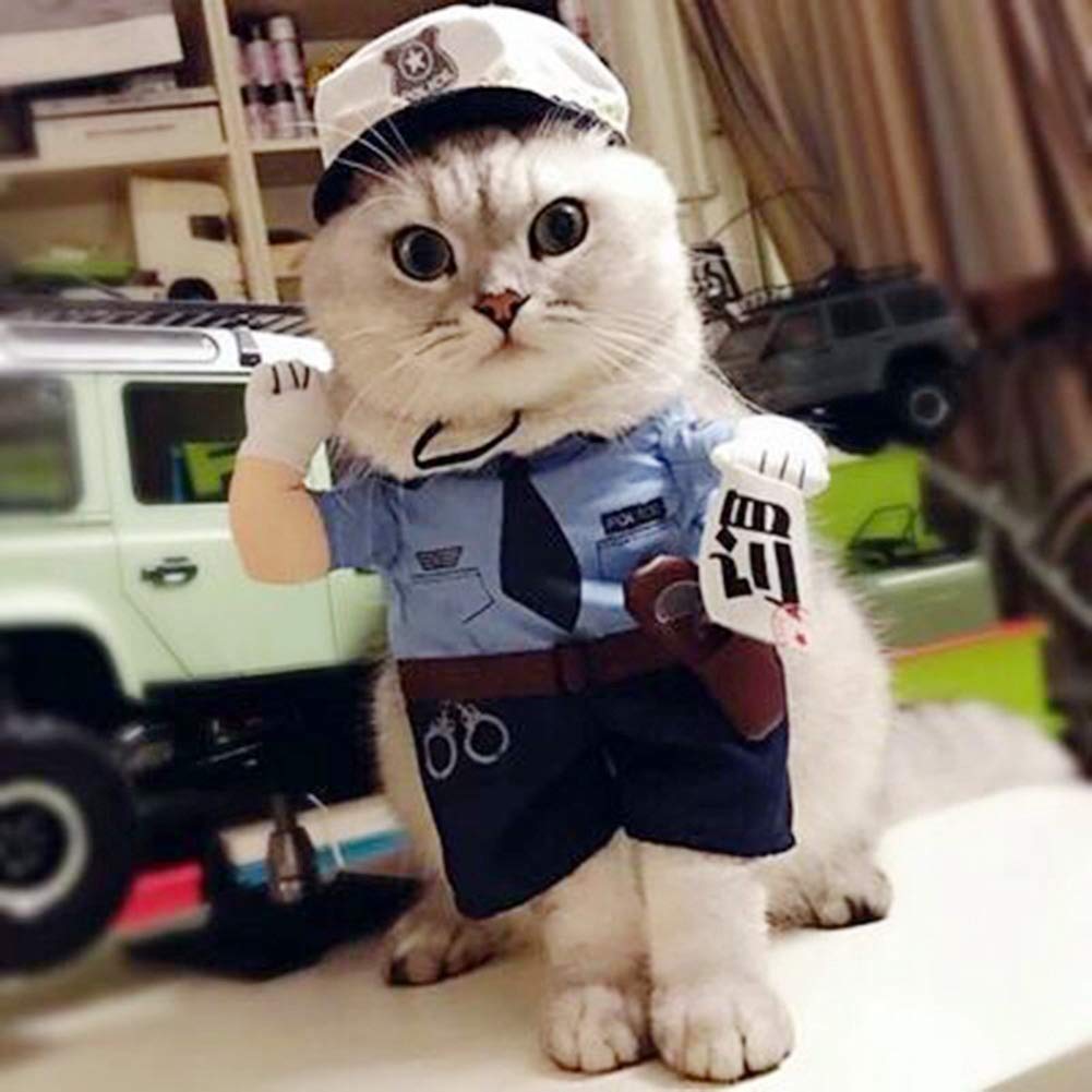 Zwierzę domowe Policja Kostium Zwierzę domowe Halloween Boże Narodzenie Sukienka Cosplay Zabawny pies Kot Rekwizyt Cosplay Dressing Odzież imprezowa na Halloween Boże Narodzenie Weekendowe imprezy Urodziny (M)