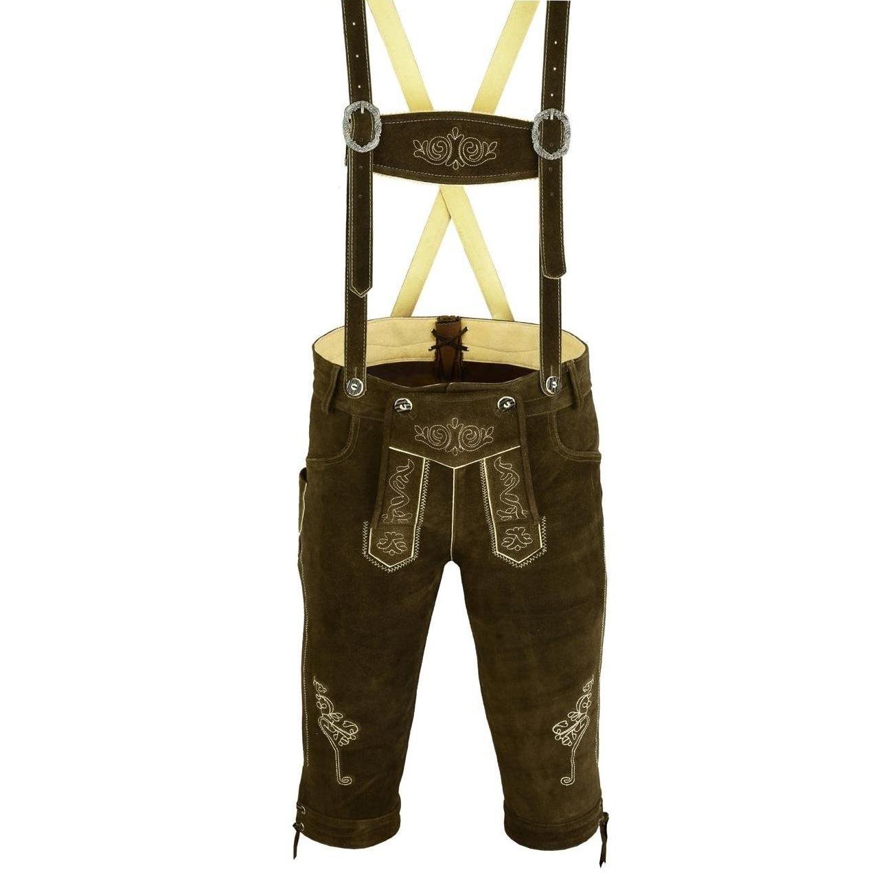 Trachten Set Herren Trachten Lederhose Herren Größe 46-62 Bayerische Traditionelle hemd Echt Lederhose für Oktoberfest Trachtenset,Hose,Hemd,Socken Neu