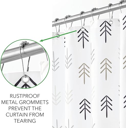 Miniatura 5 de mDesign Cortina de ducha moderna con estampado de flechas decorativas de tela de poliéster con ojales reforzados para baño principal e invitado,