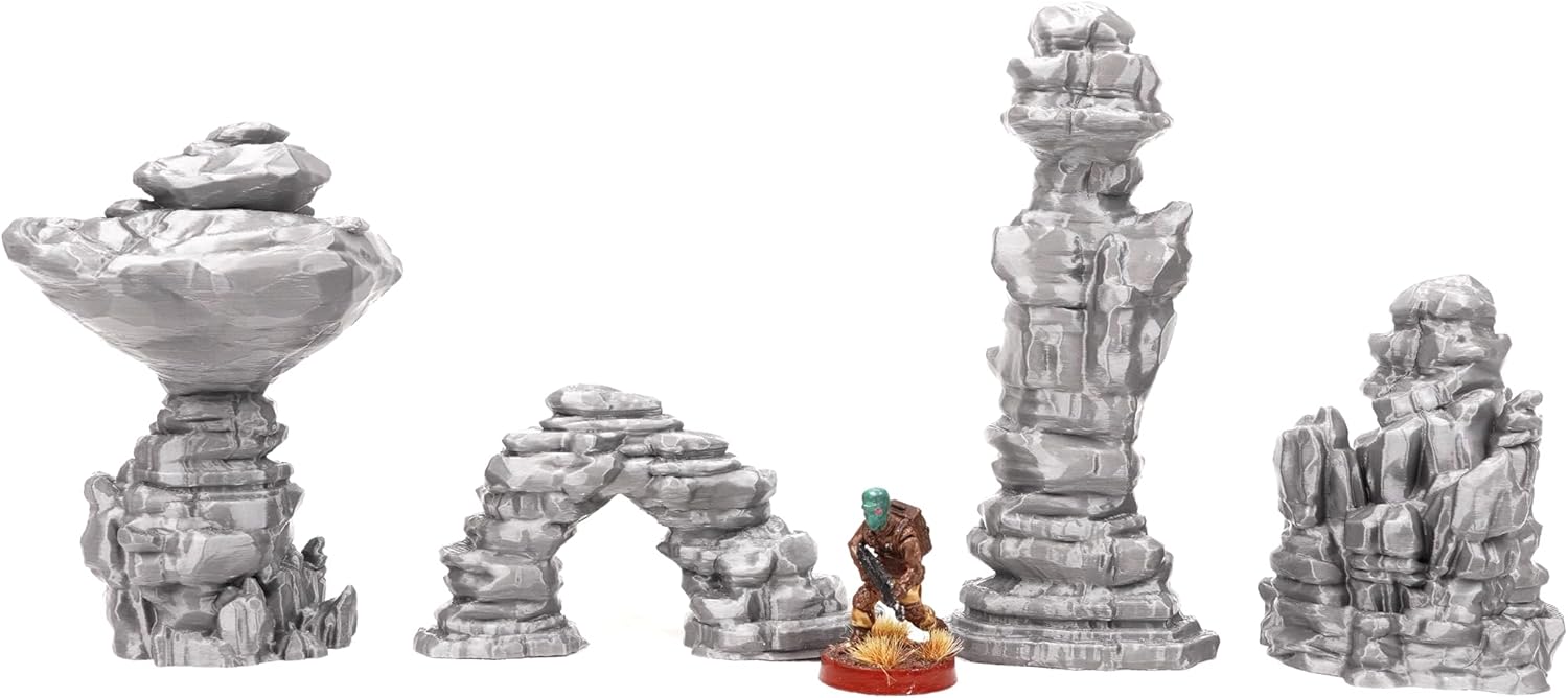 Tabletop Terrain Desert Canyon Rocks Set 1 for Star Wars Legion and Sci-Fi Wargames Dungeons and Dragons Fantasy and RPGs 28mm 35mm 1:47 (Large Set)
