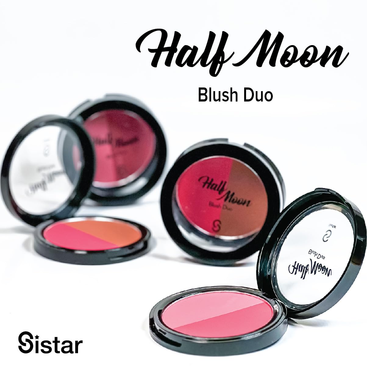 Sistar Half Moon Blush Duo Color Flushed Ultra Pigment Blendable (Rosy Cheeks)