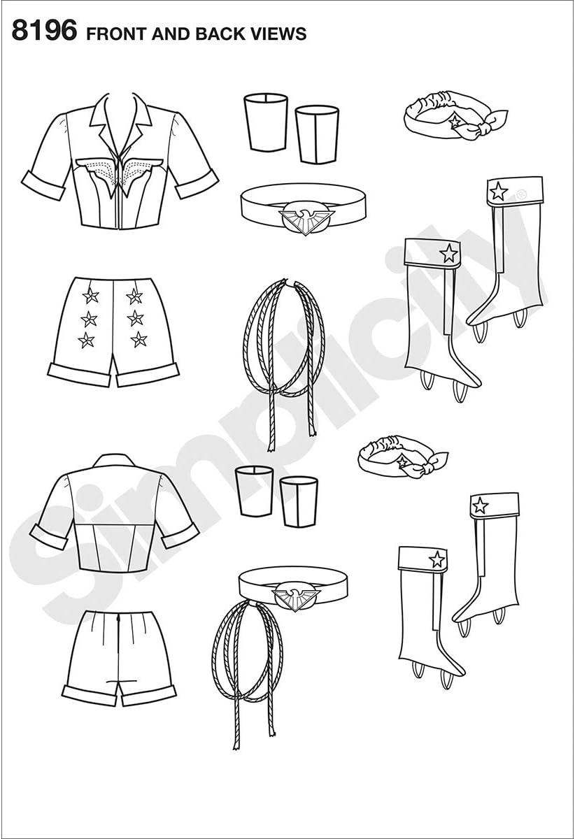 Simplicity 8196 DC Comics Women's Bombshell Wonder Women Halloween and Cosplay Costume Sewing Pattern, Sizes 14-22
