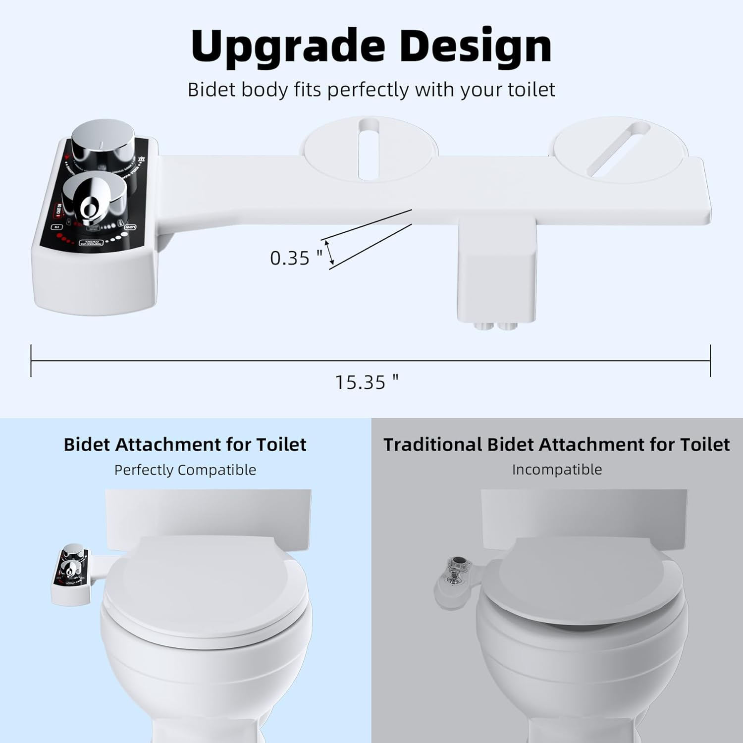 Hibbent Bidet Attachment for Toilet, Hot and Cold Water Spray Non-Electric Dual Nozzle for Frontal & Rear Wash, Adjustable Water Pressure Control, Self Cleaning Water Sprayer, Black/Chrome - Image 5