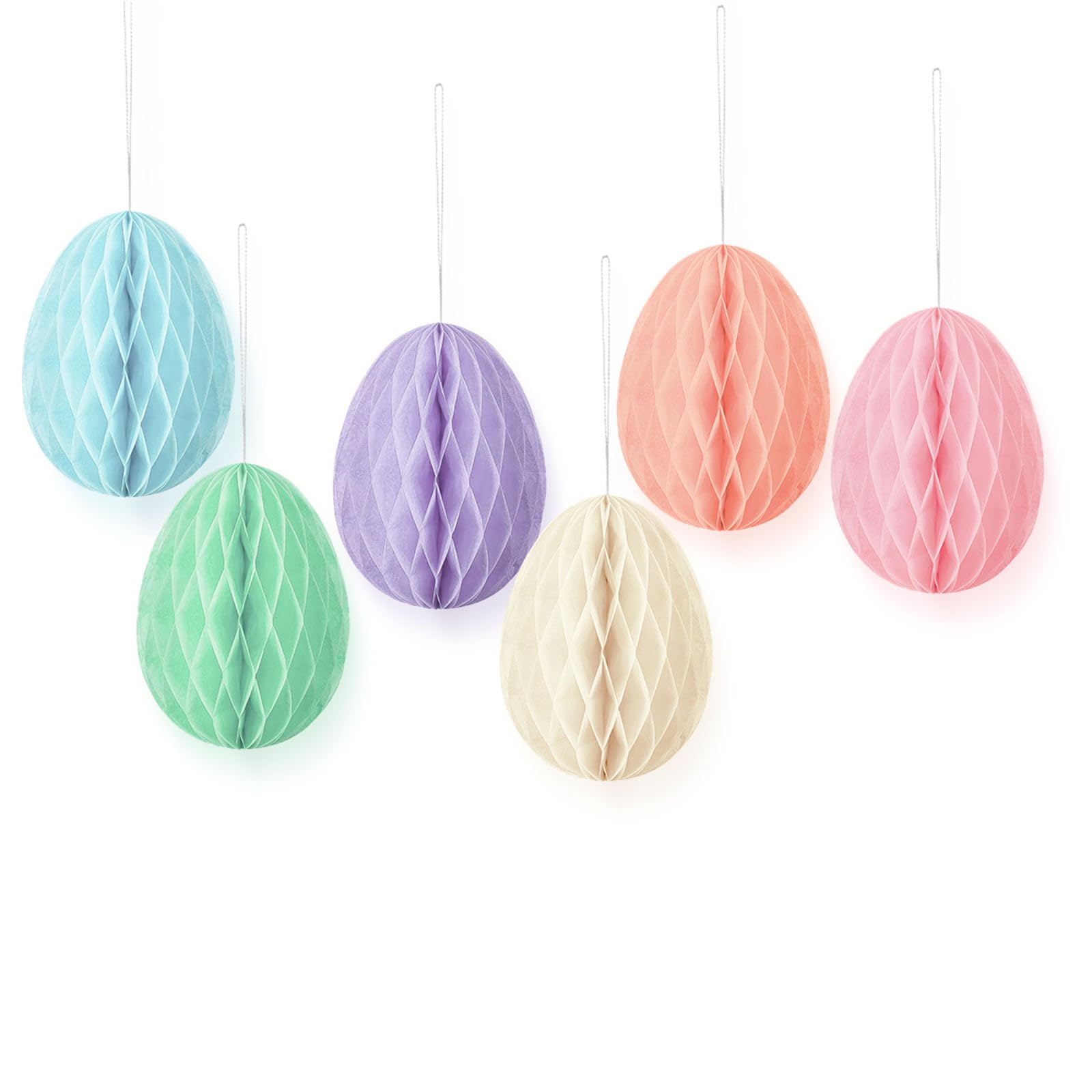 6Pieces Eggs Hanging Ornament Yarn Colored Eggs Pendant Tree Ornament for Holiday Decoration Party Table Centerpieces Birthday Party Decoration