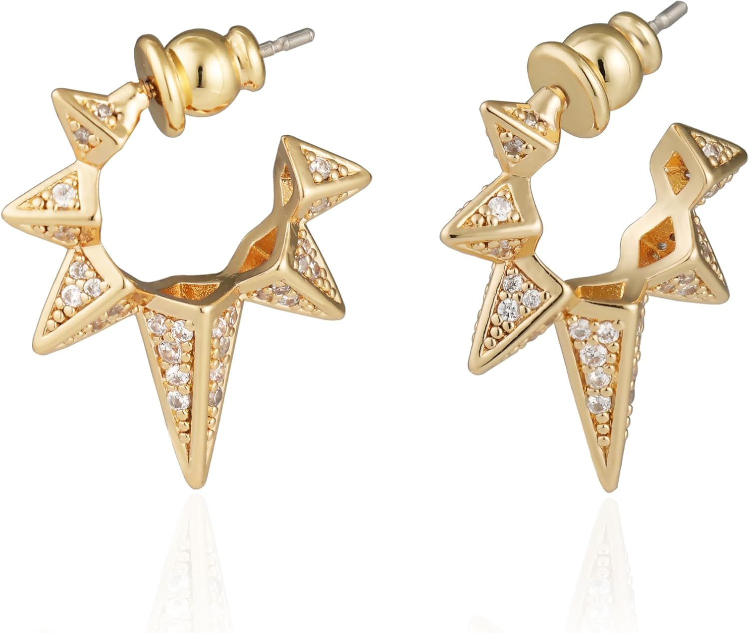 Obidos Gold Hoop Earrings -14K Gold Plated Statement Earrings - Spike Huggie Small Hoop Earrings for Women Boho Simple Hypoallergenic Earrings