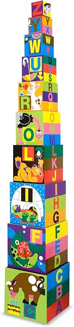 Melissa & Doug Deluxe 10-Piece Alphabet Nesting and Stacking Blocks - FSC CertifiedStack and Sort Toddler Toys, ABC Learning Toys, for Toddlers Ages 2+