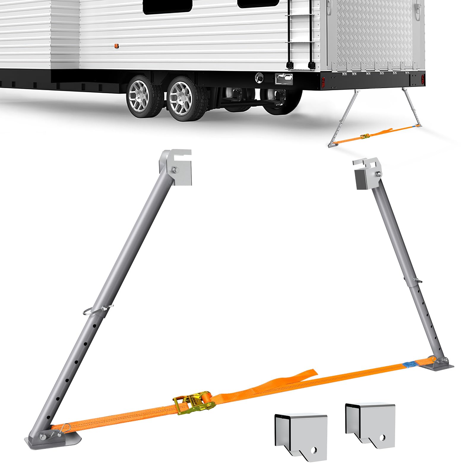 Estabilizador universal para RV, montaje en I-Beam o instalación de soldadura para reducir el tambaleo de agitación, con una bolsa de transporte, accesorio para gato de caravana para caravana