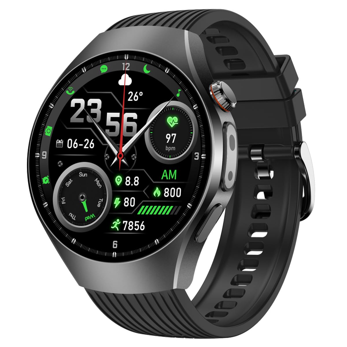 Montre Connectée Fitness Hommes Femmes ECG/Fréquence Cardiaque/Pression Artérielle/Calories/Moniteur Sommeil Tracker Activité 1,56 AMOLED Appels Bluetooth 14 Jours Autonomie