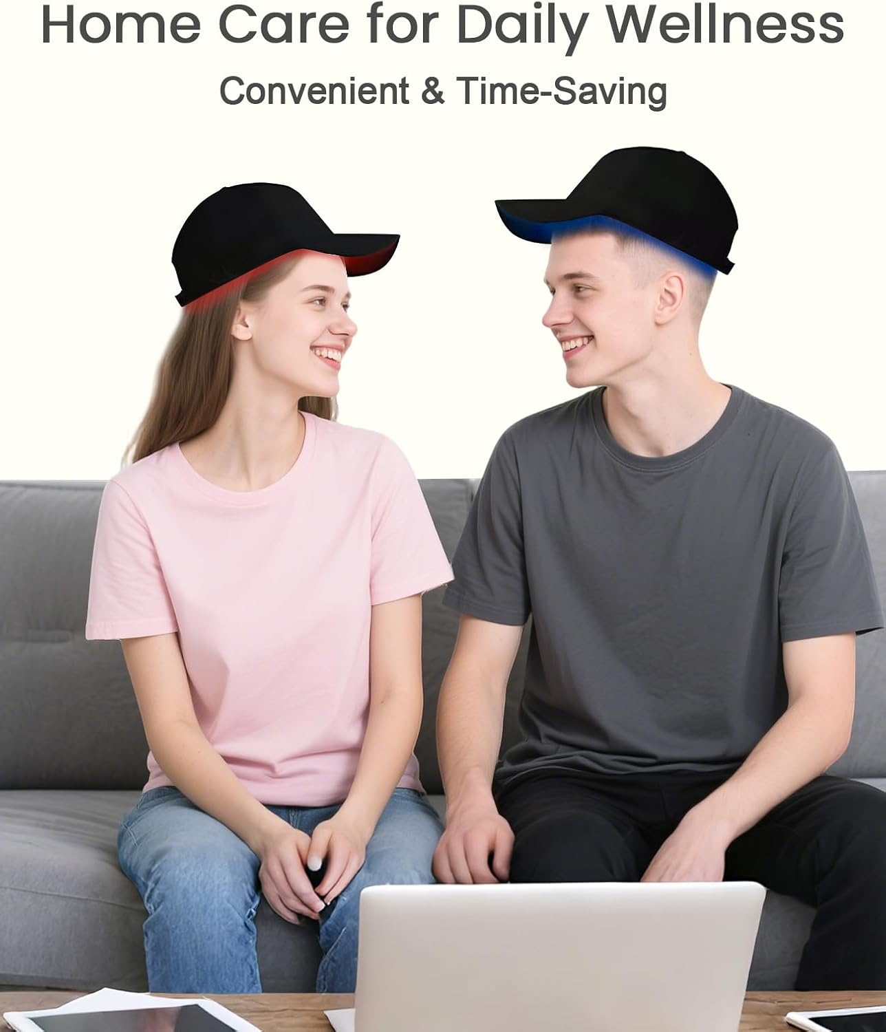 Cordless Red & Blue Light Scalp Care Cap, Wireless Heating Hat with Timer, Rechargeable Battery, Adjustable Fit and Portable Design for Home Travel Use