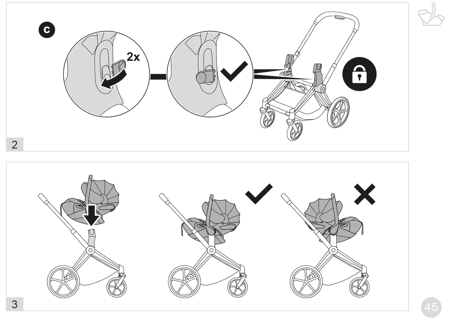 Autositz-Adapter Connect für Cybex Priam Kinderwagen