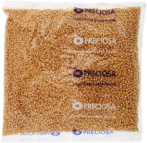 Czech Glass Seed Beads 11/0 (2.1mm Diameter) Metallic Gold DIY Jewelry Making Beadss - 250g Bulk Bag by Preciosa (Jablonex)