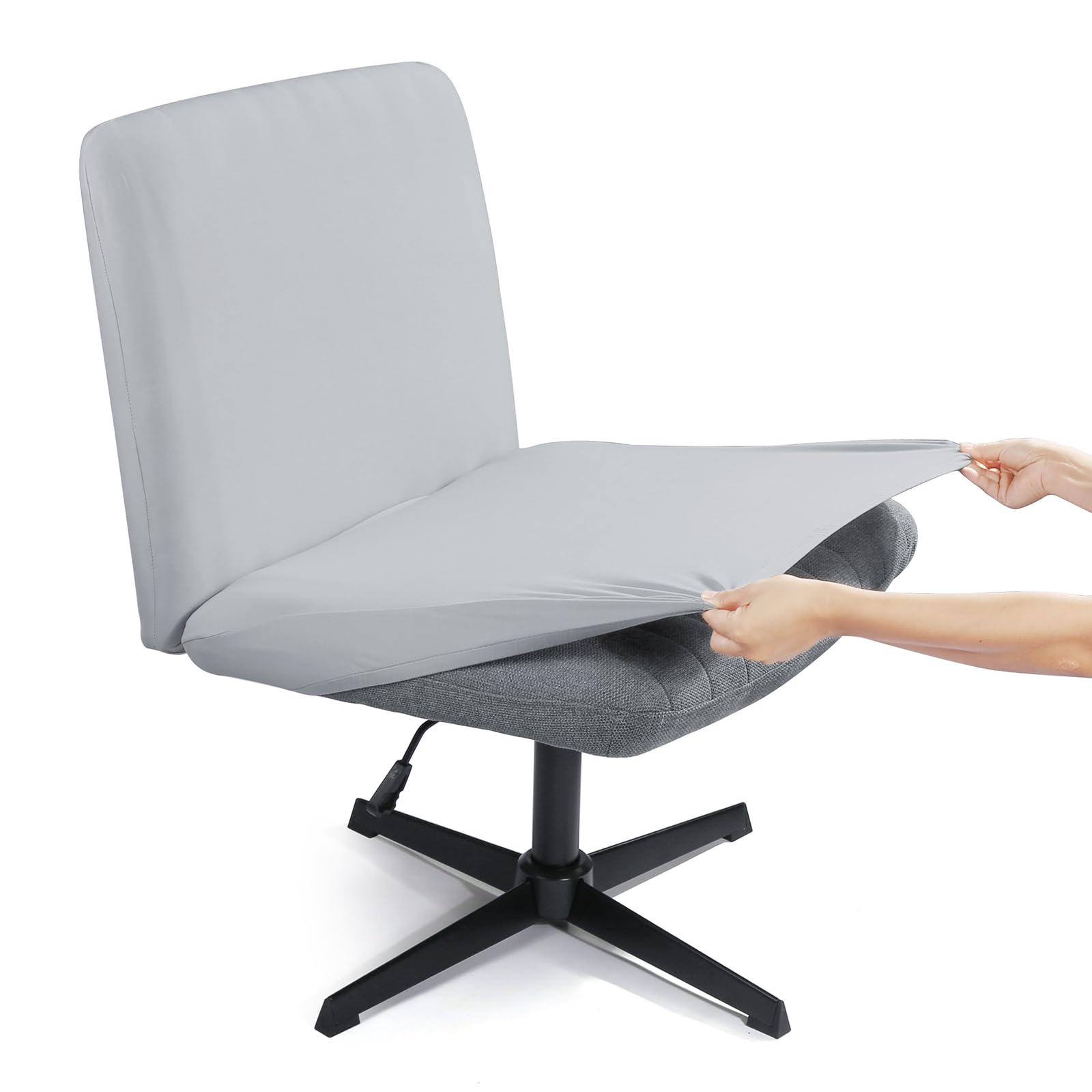 Iauddy Armless Criss Cross Office Desk Chair Cover Slipcover,Accent Mid Back Wide Swivel Task Vanity Slipper Chair Protector Stretch Removable Without