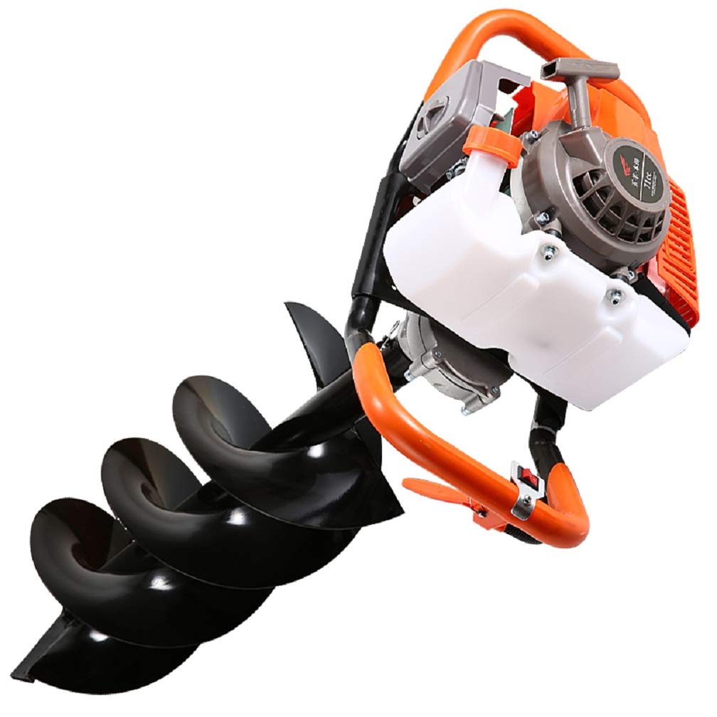 GDEVNSL Gas Earth Auger One Man Post Hole Digger 1-2 Cycle 71CC 2 Stroke Diameter：4-30cm/1.5-11.8in
