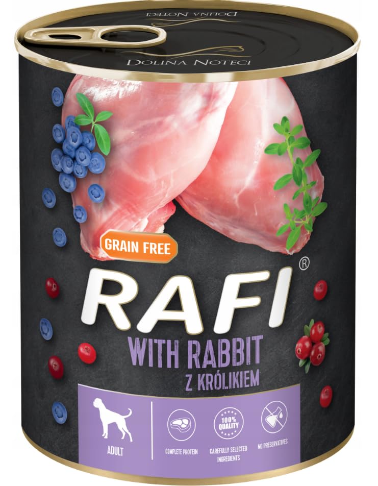 12x800g Rafi mit Kaninchen Dosen Nassfutter Hundefutter NEU