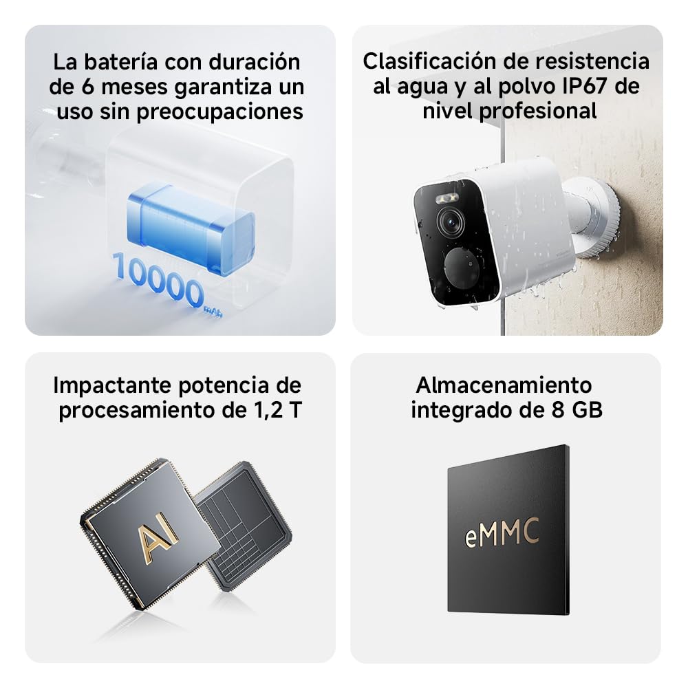 XIAOMI Outdoor Camera BW500, Cámara Exterior con batería de Larga duración, IP67,Resolución de 2,5K y Angulo de 136º, Detector de Movimiento, Visión Nocturna en Color, Placa Solar Opcional